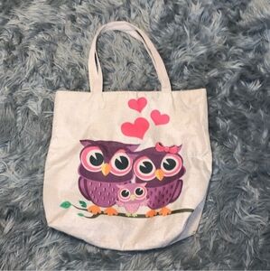 Large owl tote nwots, zipper closure